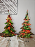 Load image into Gallery viewer, Handmade Green and Red Resin Christmas Trees with Branches Holiday Mantelpiece - Lg 12" size showcasing beautiful design.

