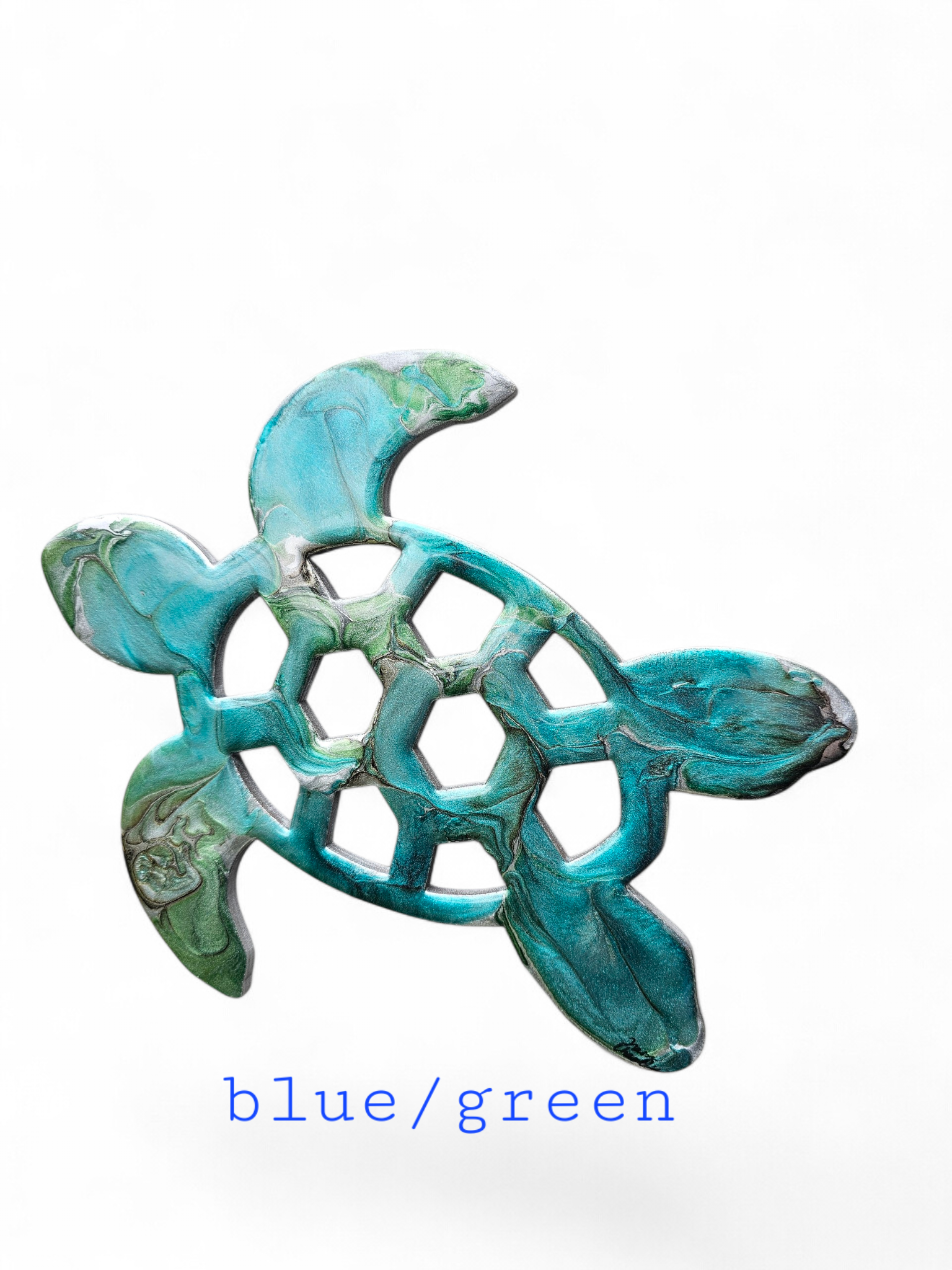 Handcrafted 10" Coastal Polynesian Flower Sea Turtle Wall Art Decor with Vibrant Colors