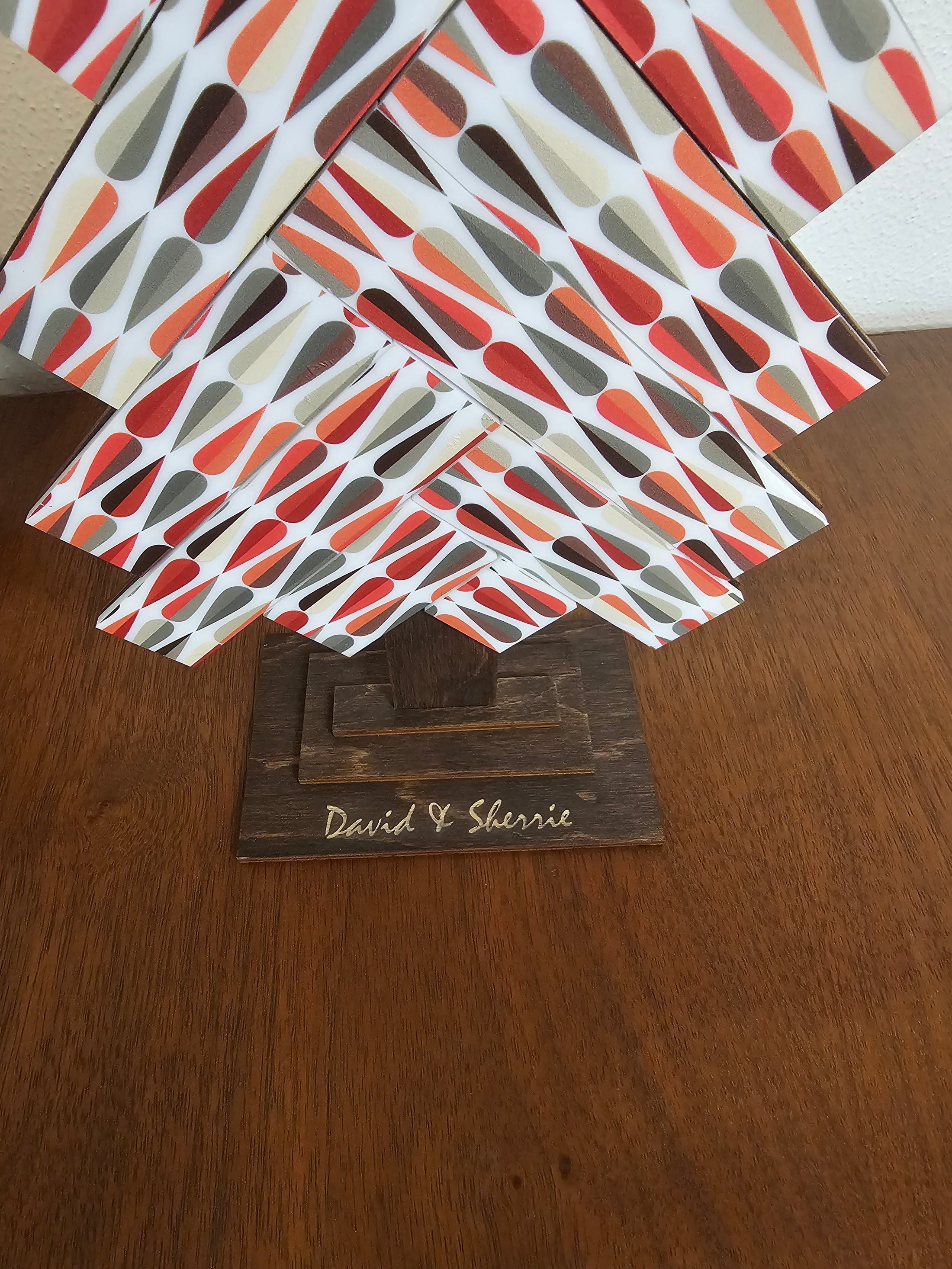 Handmade Herringbone Patterned Acrylic Retro Mid Century Modern Christmas Tree