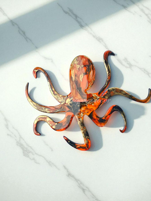 Handmade Octopus Turquoise and Reds or a Orange Beachy Wall Decoration