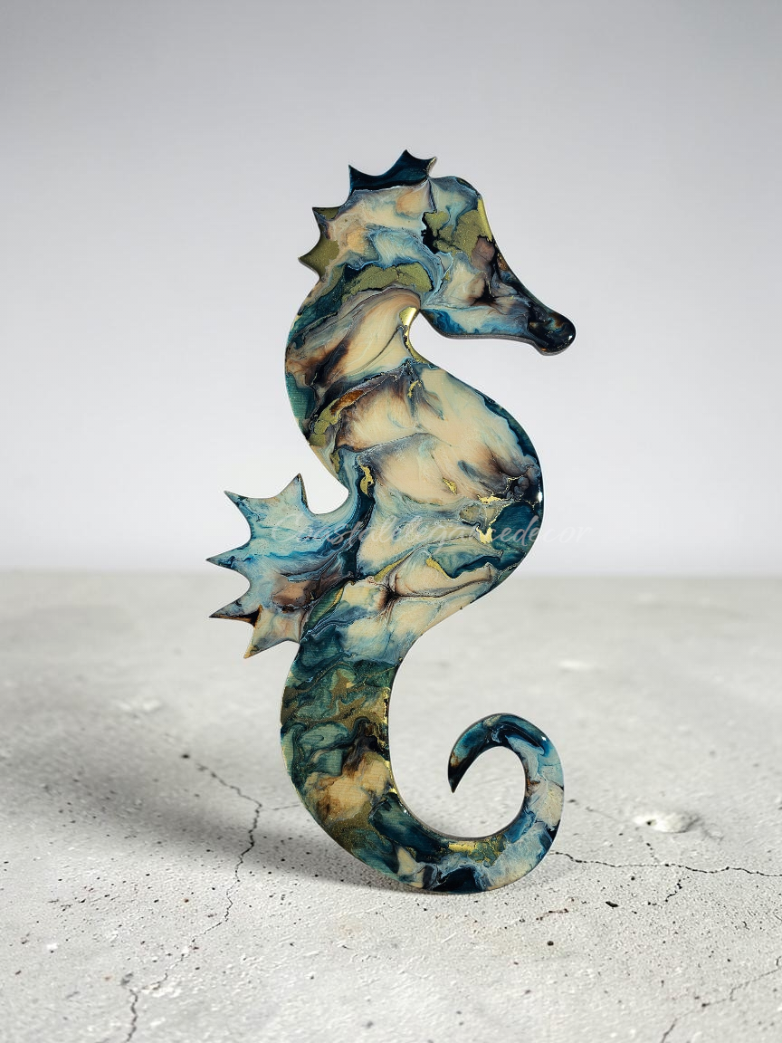 Seahorse Wall Decorations Handcrafted Resin and Wood