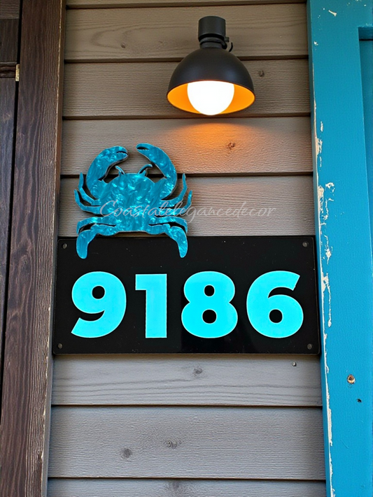 Custom 3D Crab Address Sign | Bold Coastal Layered Acrylic House Numbers