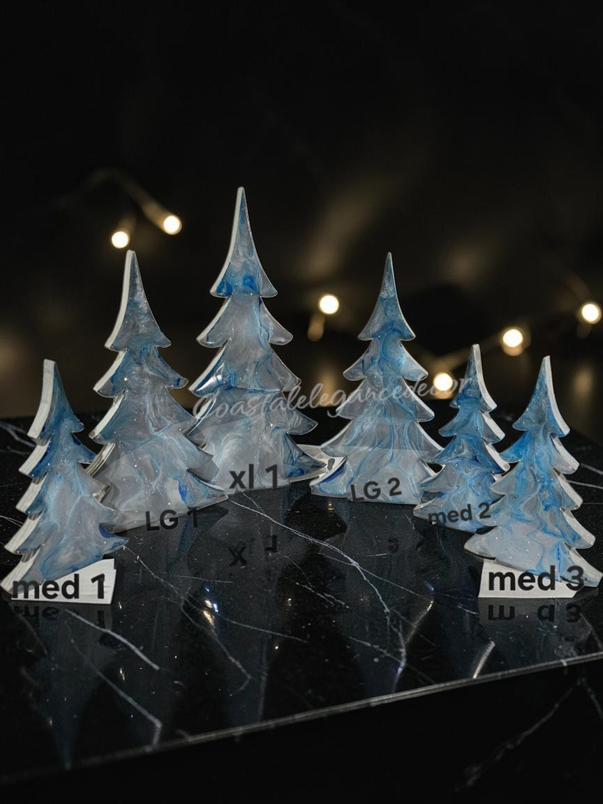 Handcrafted Moody Winter Night Resin Wooden Tree