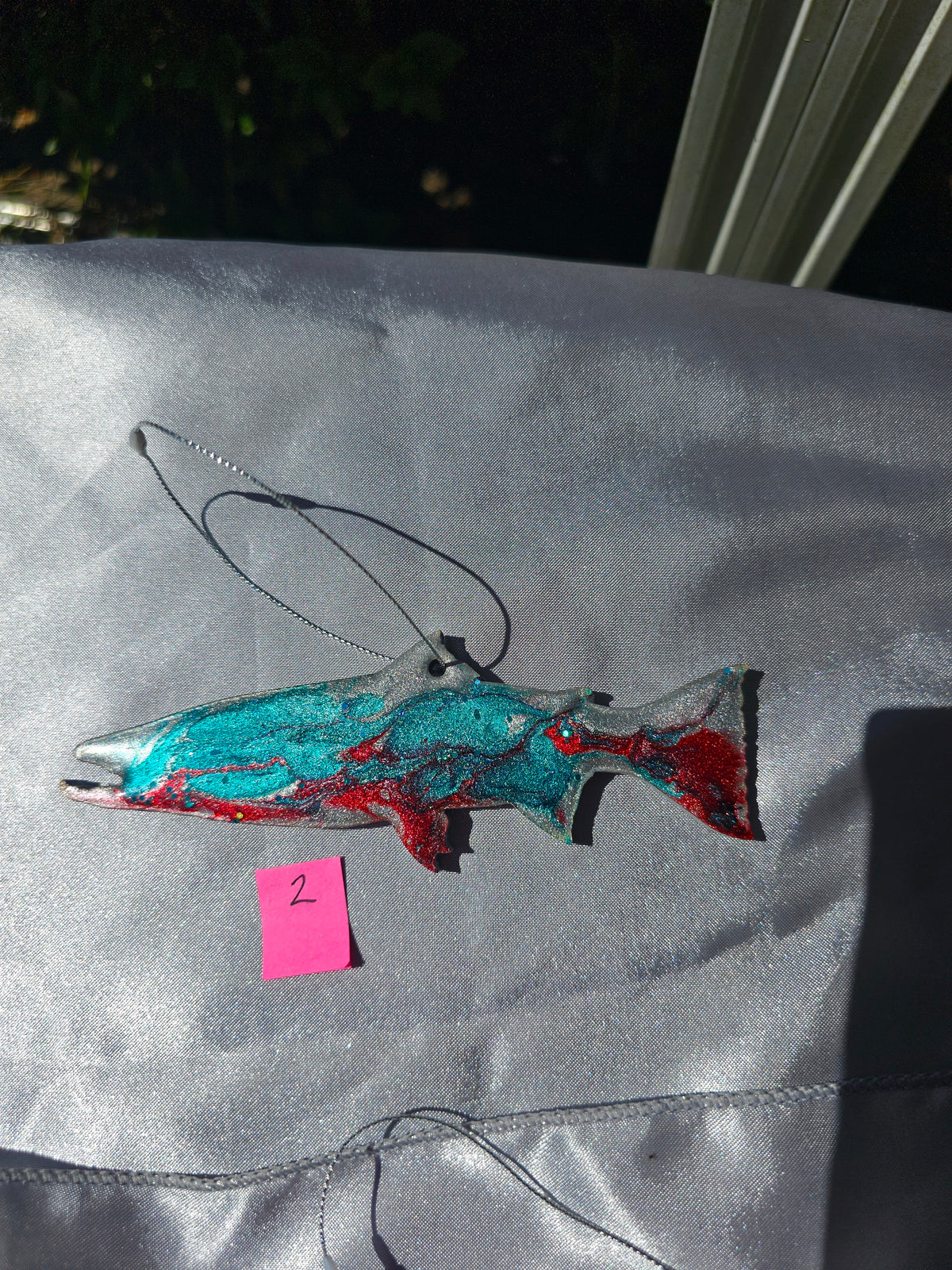 NW Salmon Fish Christmas Resin and Wood Ornament