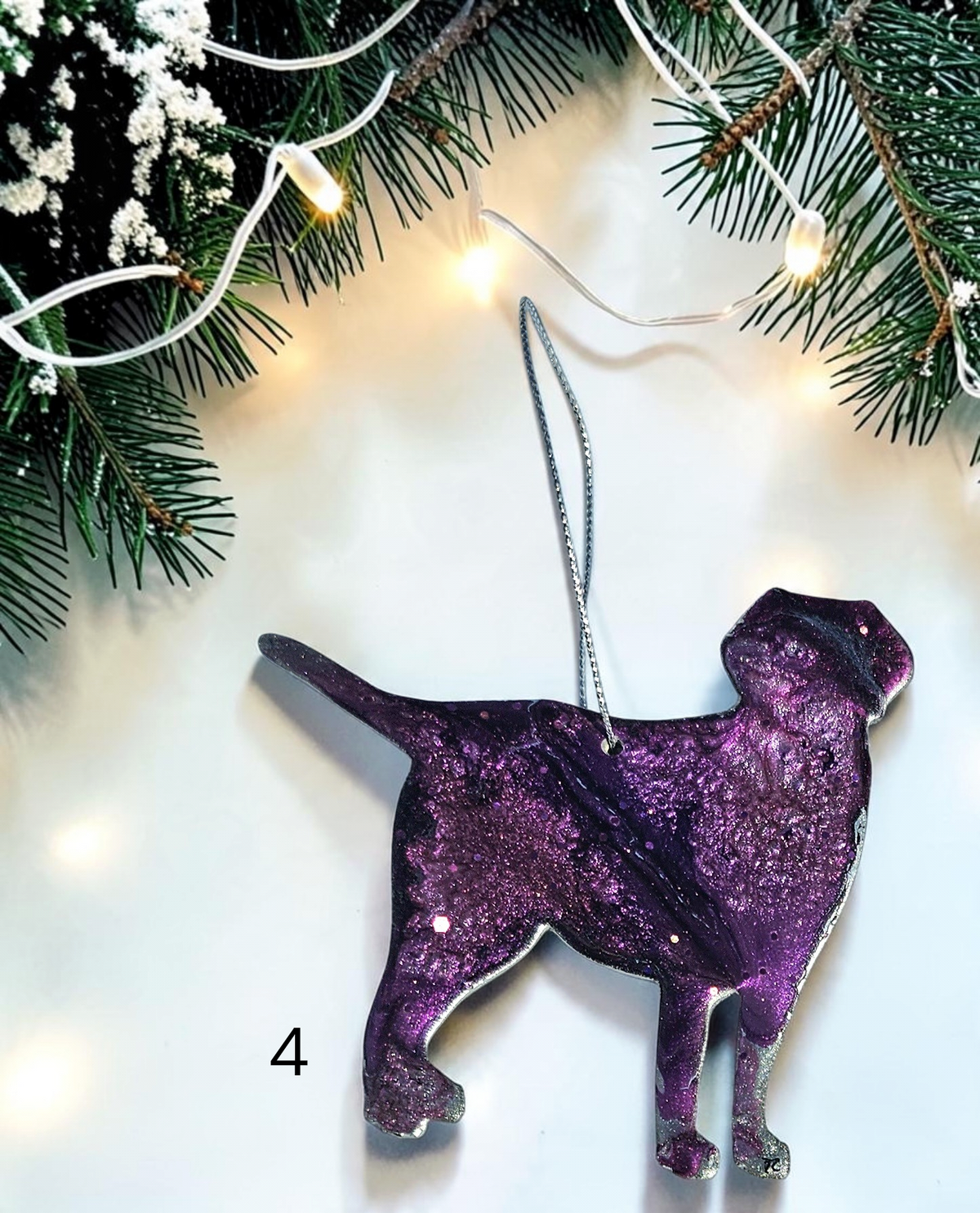 Purple handmade Labrador dog ornament 