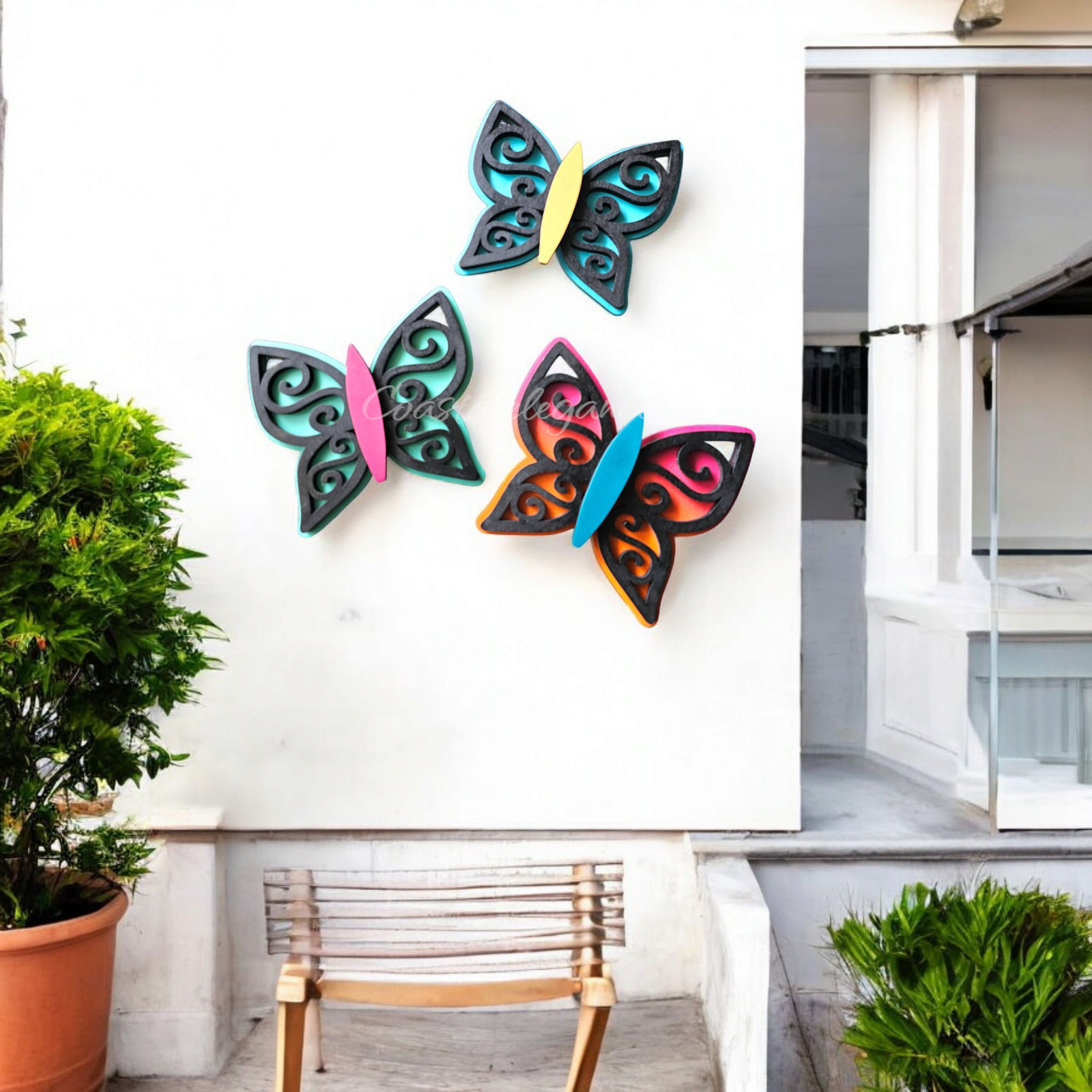 Quirky Fun Indoor Wall or Outdoor Patio Wood Butterflies