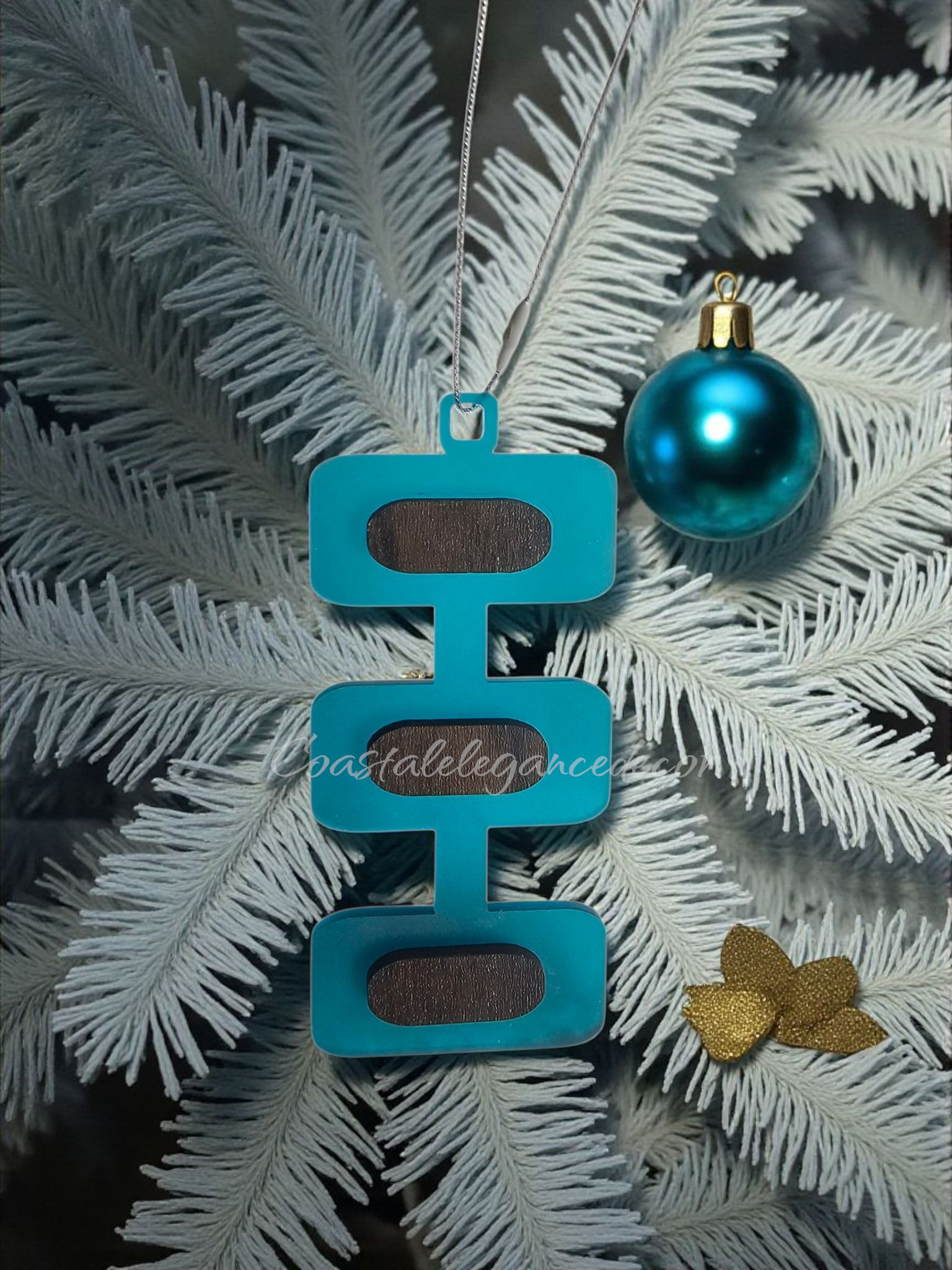 Geometric Shape Retro Mid Century Modern Style Christmas Ornaments 2 Styles Teal