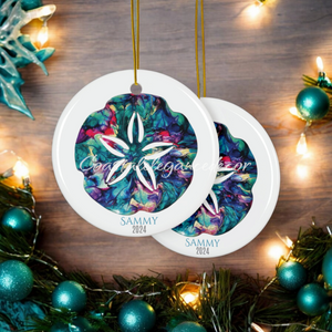 Ceramic Ornaments - Personalized Sand Dollar Art Print - Holiday Decoration or Gift