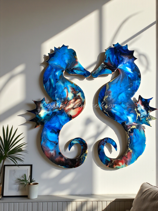 Seahorse Wall Decorations Handcrafted Resin and Wood