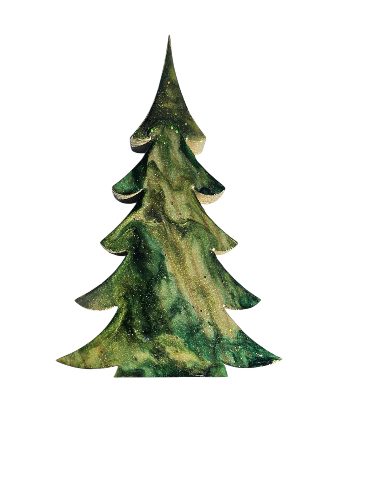 Handcrafted Resin & Wood Holiday Trees (8", 12", & 15") Green