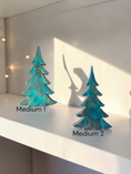 Load image into Gallery viewer, Deep Emerald Green & Copper Resin Wood Christmas Tree | 3D Tabletop Holiday Centerpiece | Jewel Tone Winter Mantel Decor
