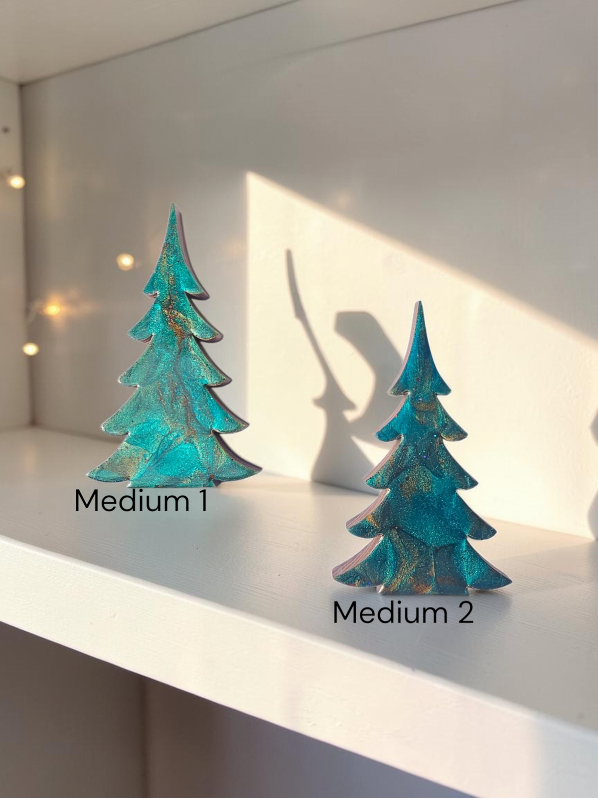 Deep Emerald Green & Copper Resin Wood Christmas Tree | 3D Tabletop Holiday Centerpiece | Jewel Tone Winter Mantel Decor