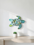 Load image into Gallery viewer, Handcrafted 10" Coastal Polynesian Flower Sea Turtle Wall Art Decor with Vibrant Colors
