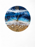 Load image into Gallery viewer, Handmade 12" Deep Blue Ocean Resin Wall Clock – Contemporary Gold Wave Art
