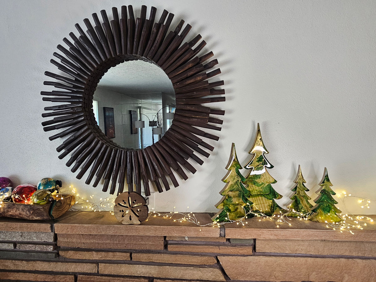 Handcrafted Resin & Wood Holiday Trees (8", 12", & 15") Green