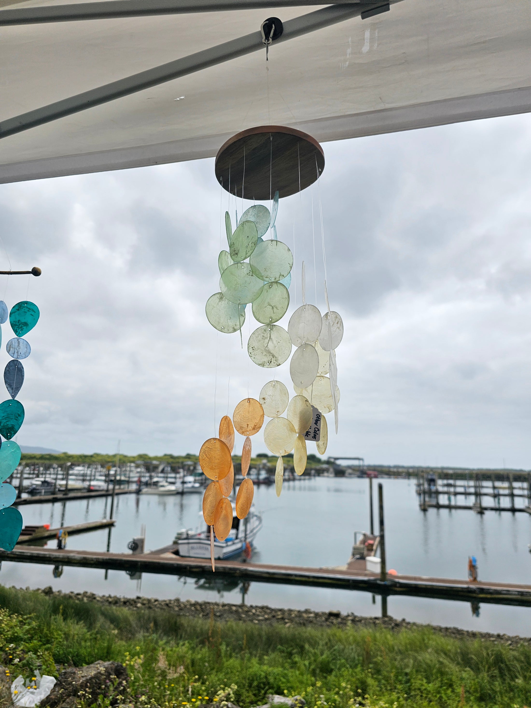 Spiral Ombré Capiz Shell Wind Chime | 5" x 15" Handmade Bali Decor