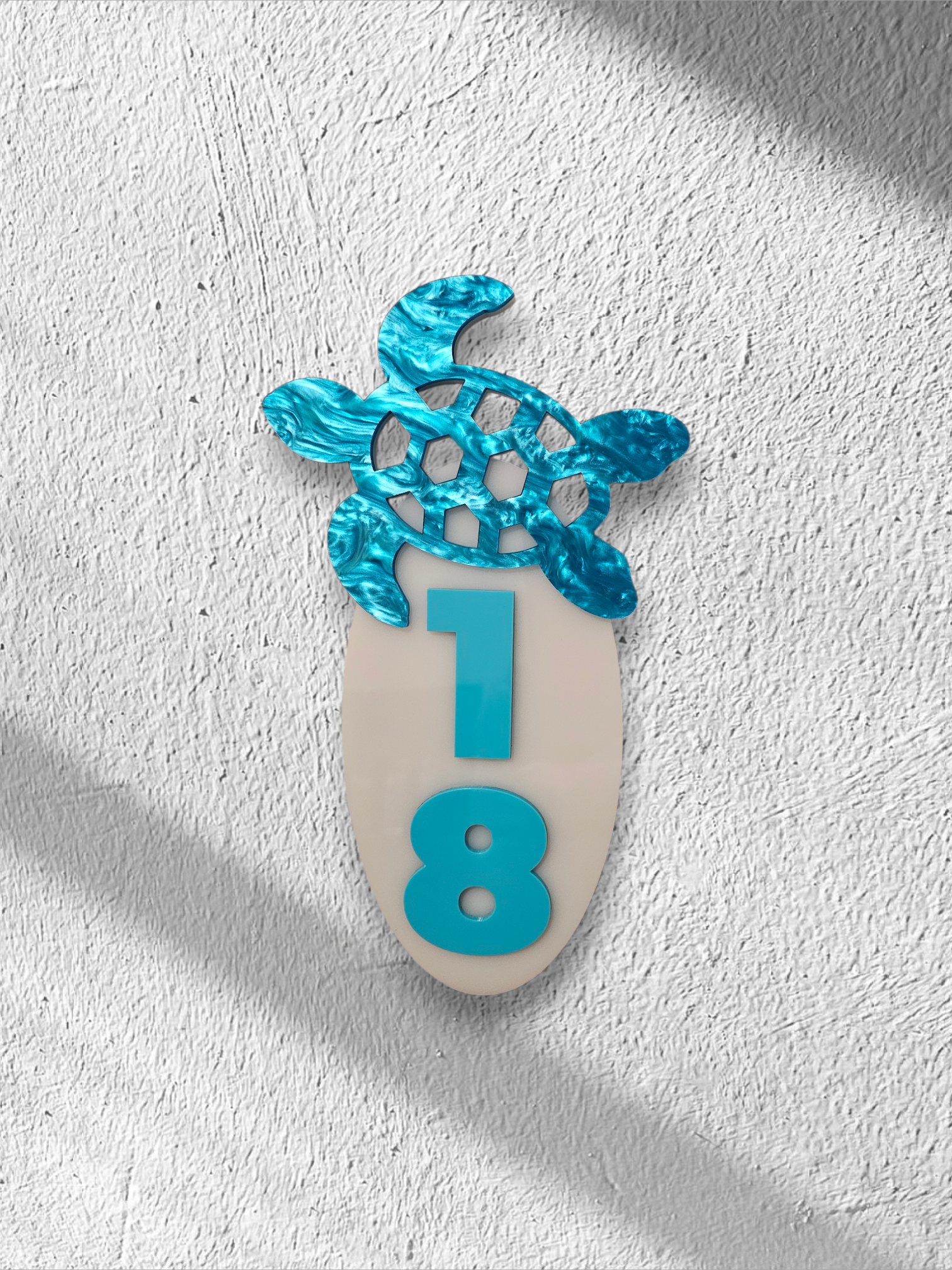 Custom 3D Turtle Address Sign | Tropical Sea Turtle Flush Mount Acrylic House Numbers