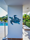 Load image into Gallery viewer, 17" Abalone Swirl Acrylic Sea Turtle Wall Art – Handmade Weatherproof Coastal Decor
