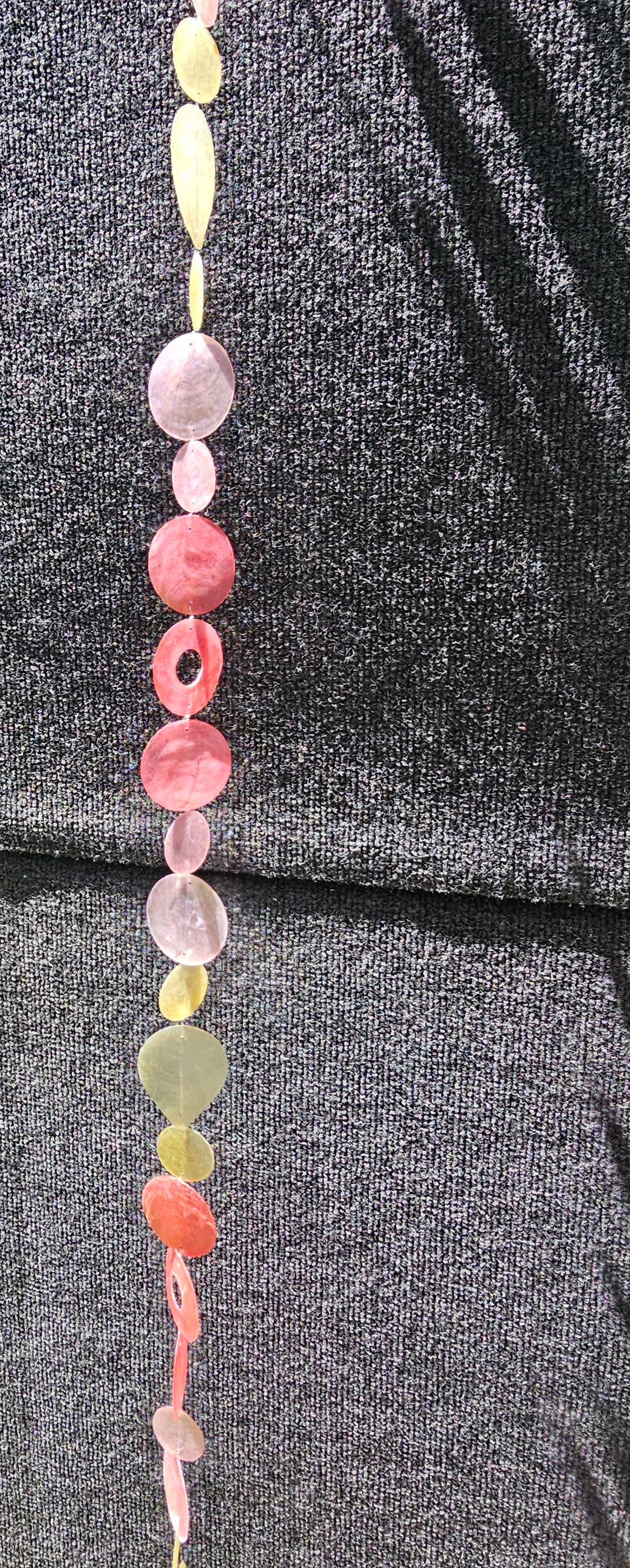 Pretty in Pink Capiz Shell Wind Chime Doorway Strands 72 Inches