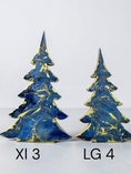 Charger l'image dans la visionneuse de la galerie, Rich Indigo Blue and Gold Handmade Resin and Wood Christmas Trees
