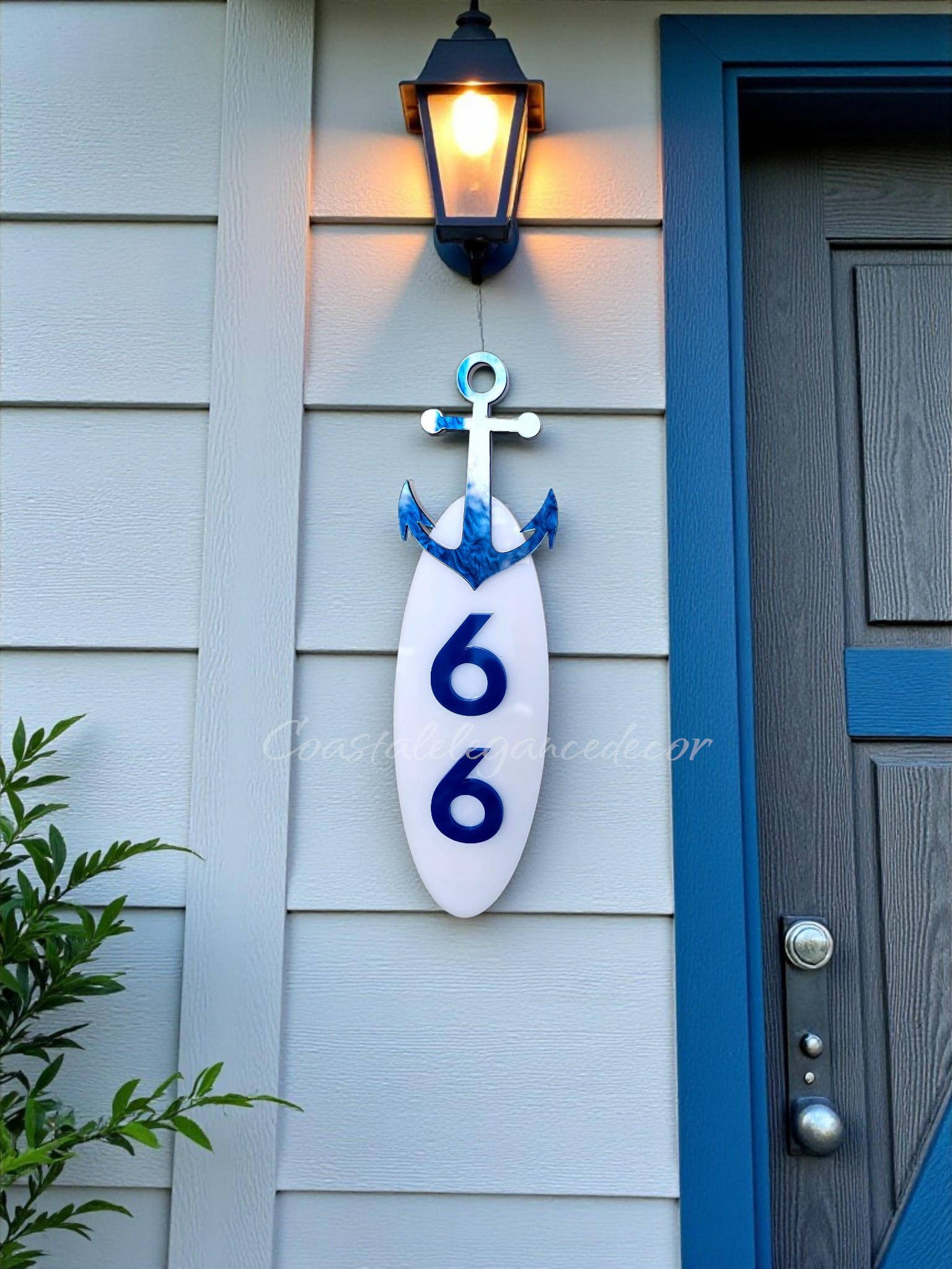 Custom Vertical Anchor 3D Address Sign | Slim Nautical Pillar House Numbers