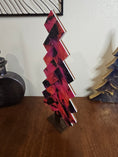 Load image into Gallery viewer, Bold Pink Contempary Patterned Handmade Herringbone Modern Acrylic and Wood Christmas Tree

