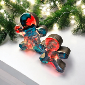 Handmade Gingerbread Men Tabletop Christmas Decorations Blue Red