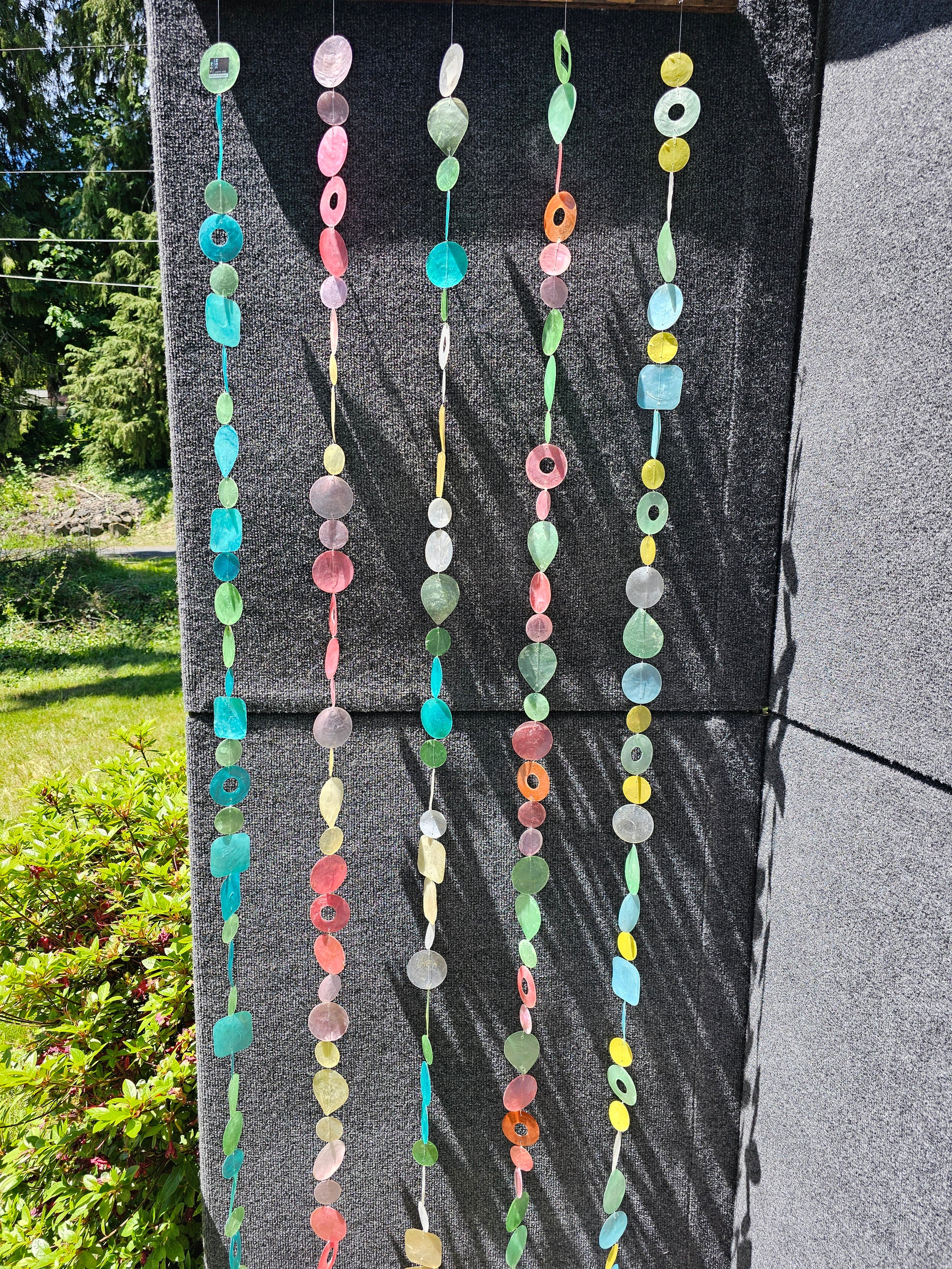 Spring Meadow Soft Pastel Color Capiz Shell Strand Wind Chimes 72 Inches