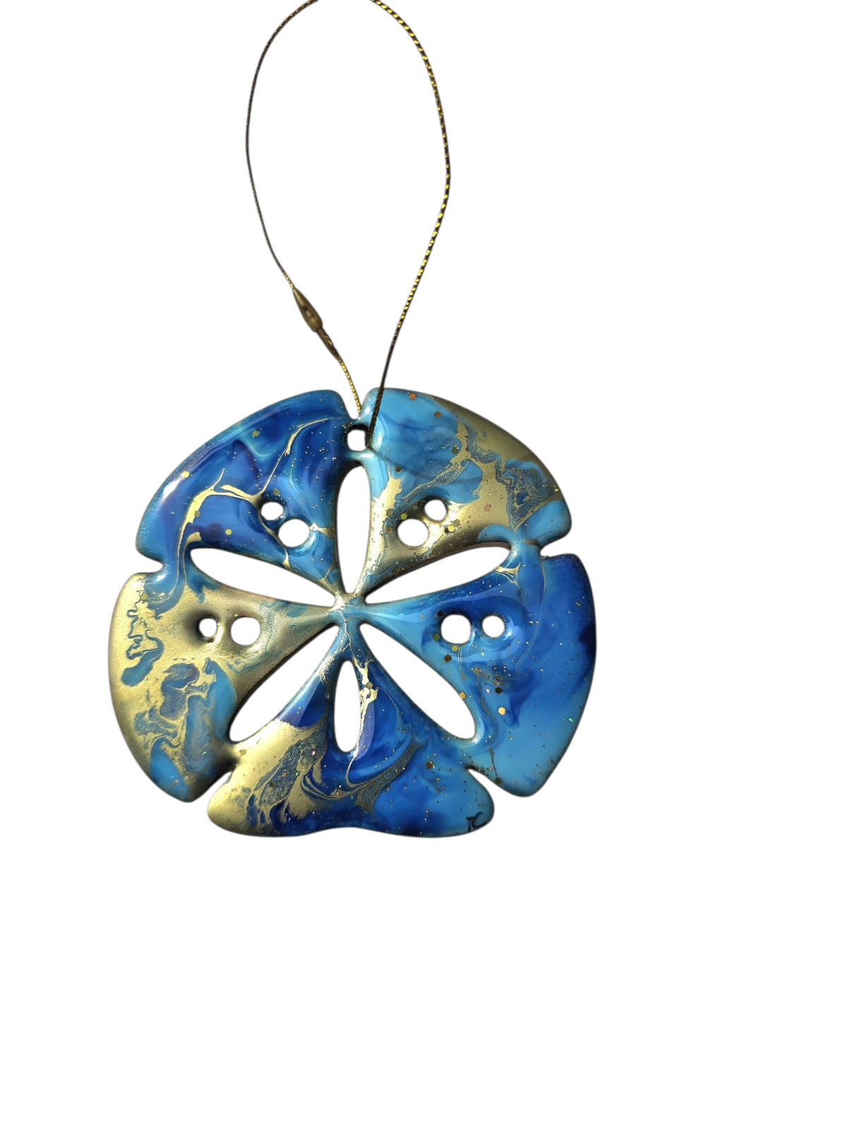 Handmade Coastal Sand Dollar Christmas Ornaments Resin and Wood