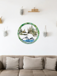 Load image into Gallery viewer, 16" Orca and Forest Coastal Wall Art | Wood & Resin Round
