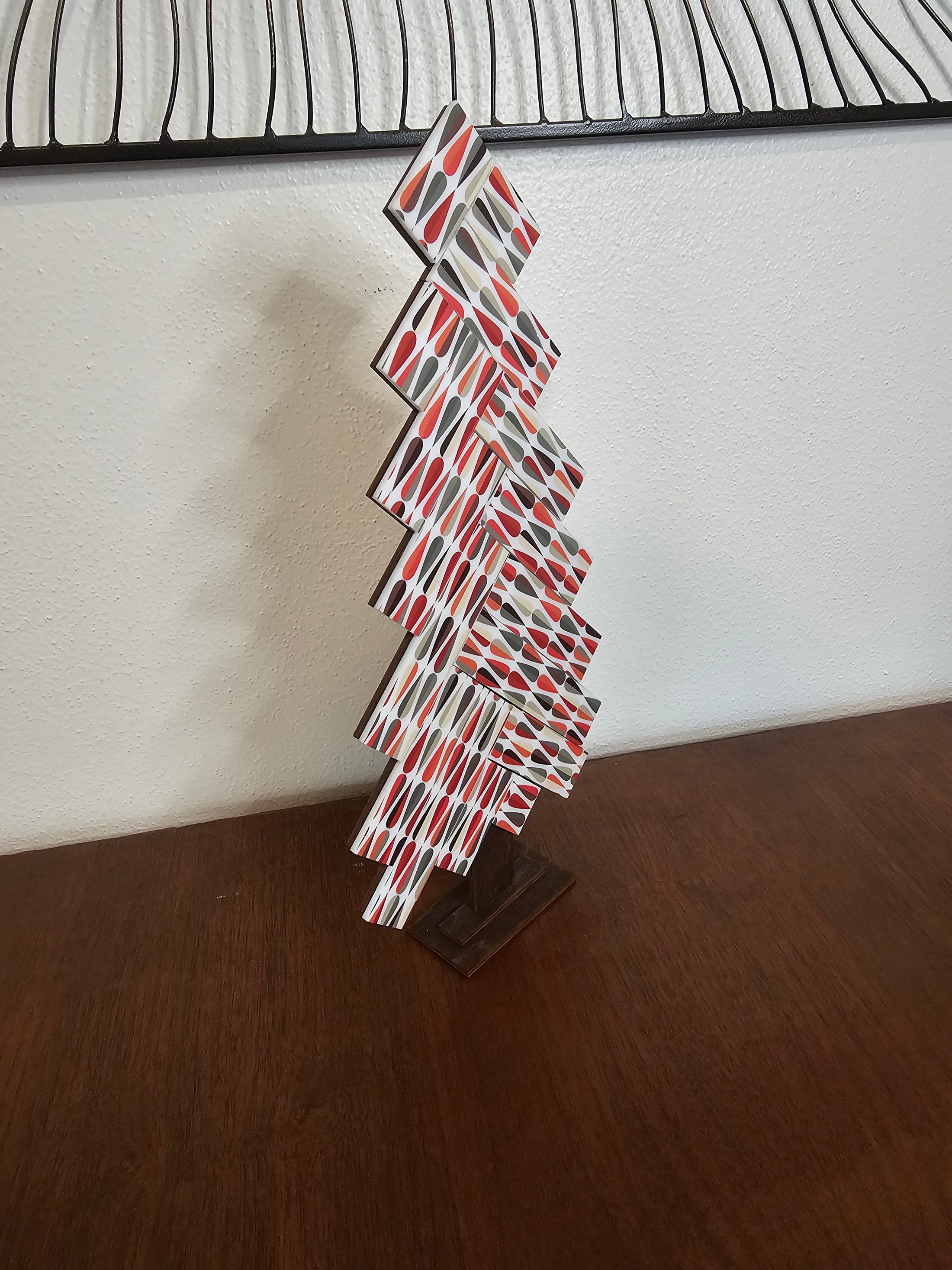 Handmade Herringbone Patterned Acrylic Retro Mid Century Modern Christmas Tree