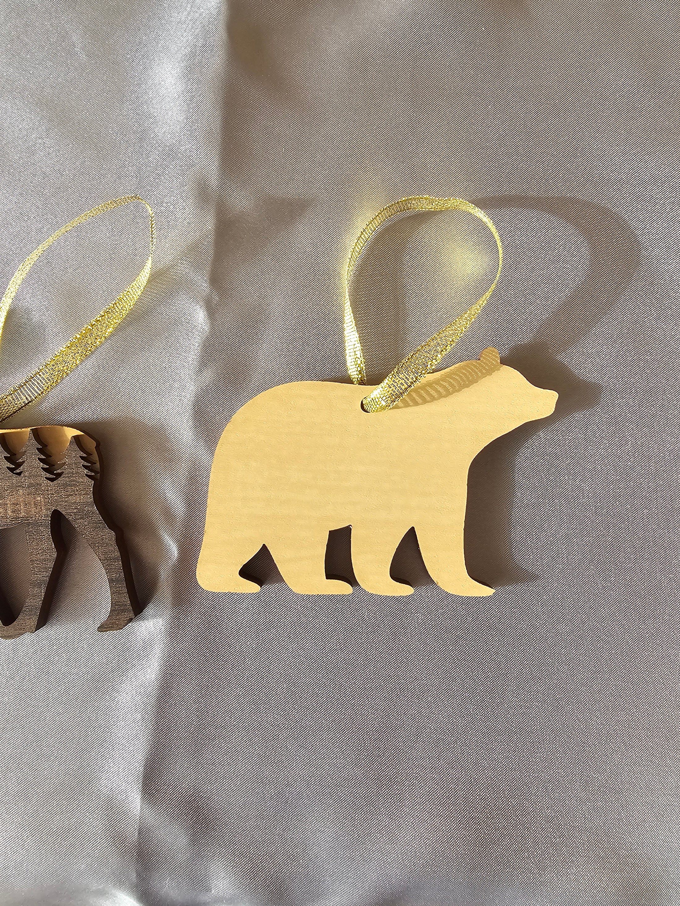 Personalized Two Layer Contrasting Wood MDF Forest Bear Ornament