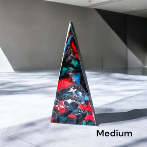 Deep Blue and Red Contemporary Triangle Tabletop Christmas Trees