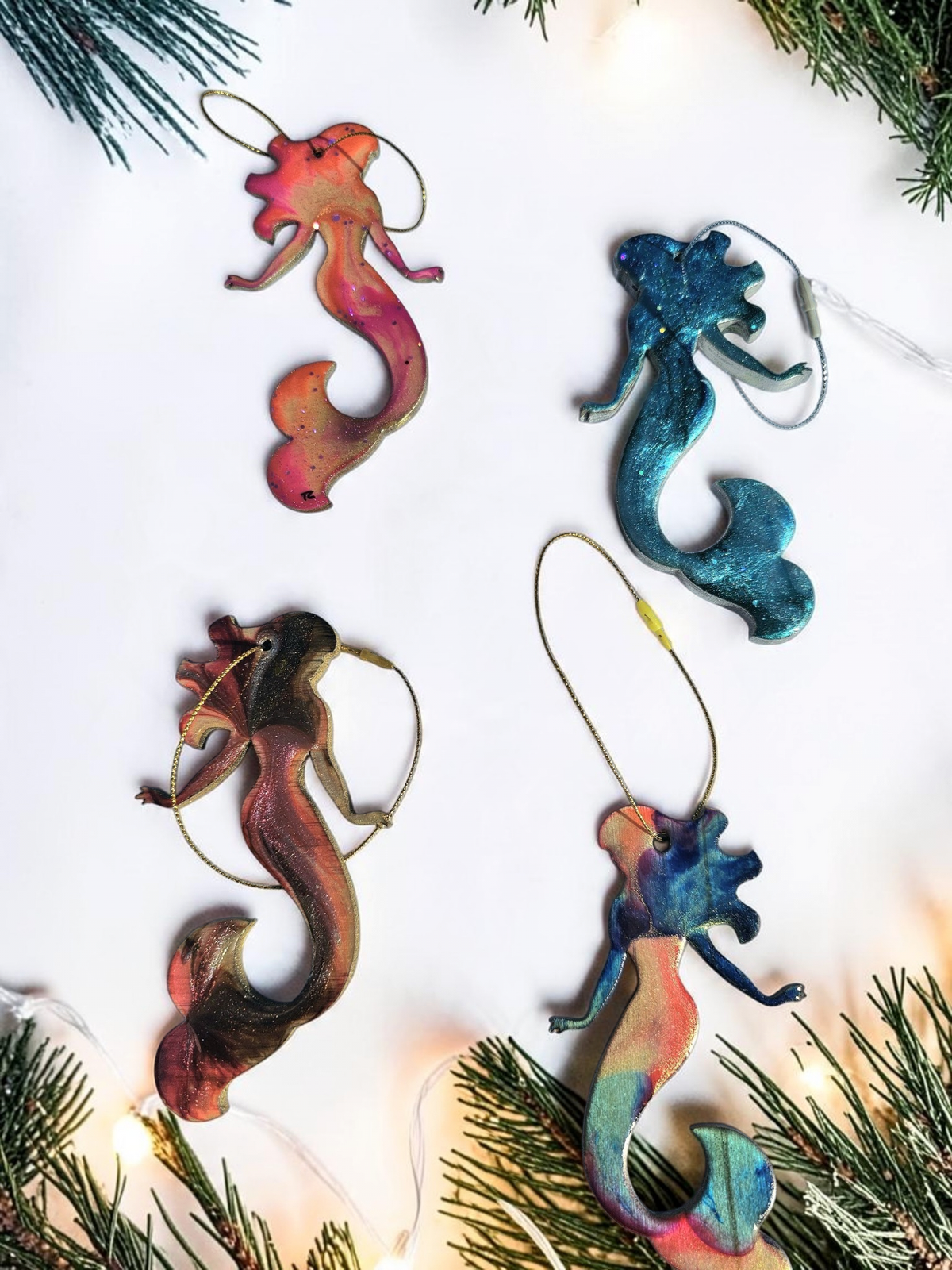 Elegant Beach Mermaid Handmade Christmas Ornaments