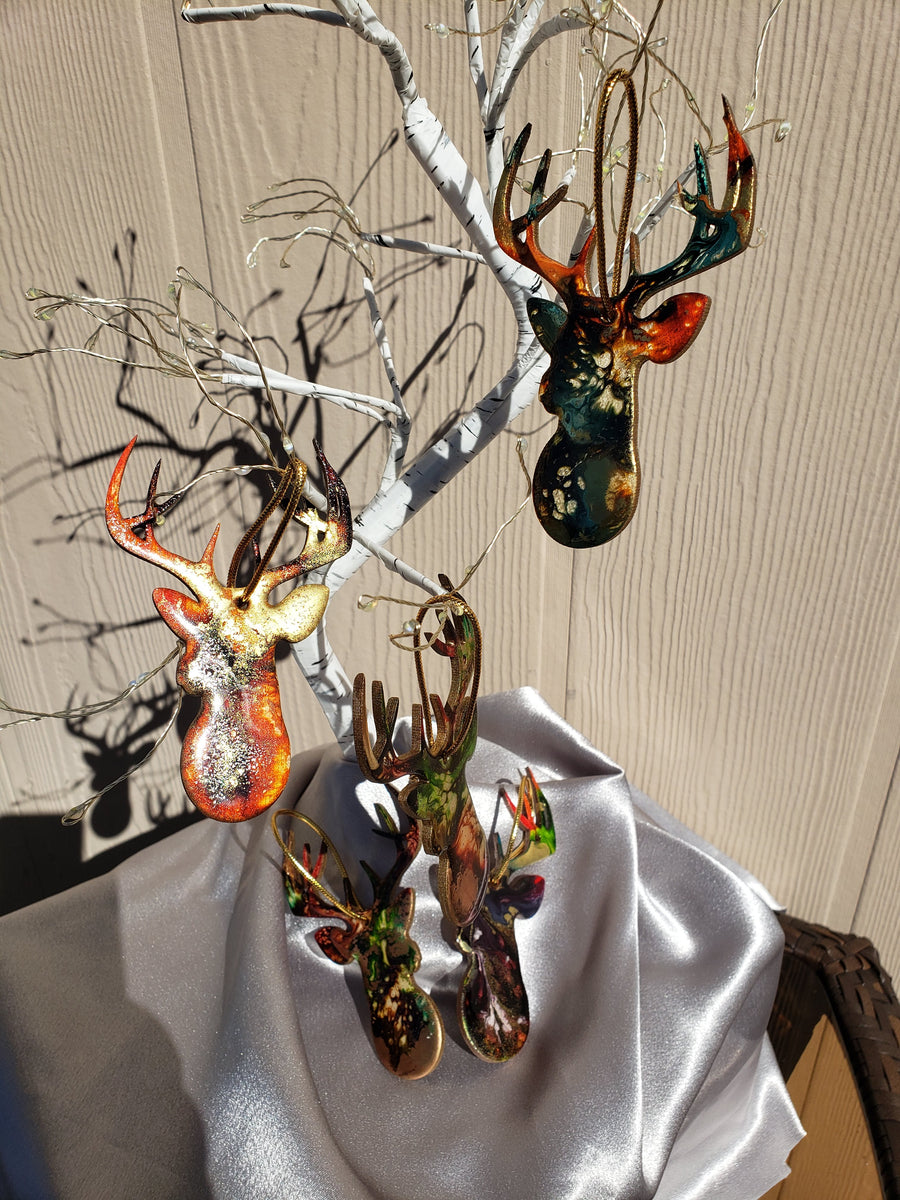 Resin and Wood Large Buck Deer Head Ornaments