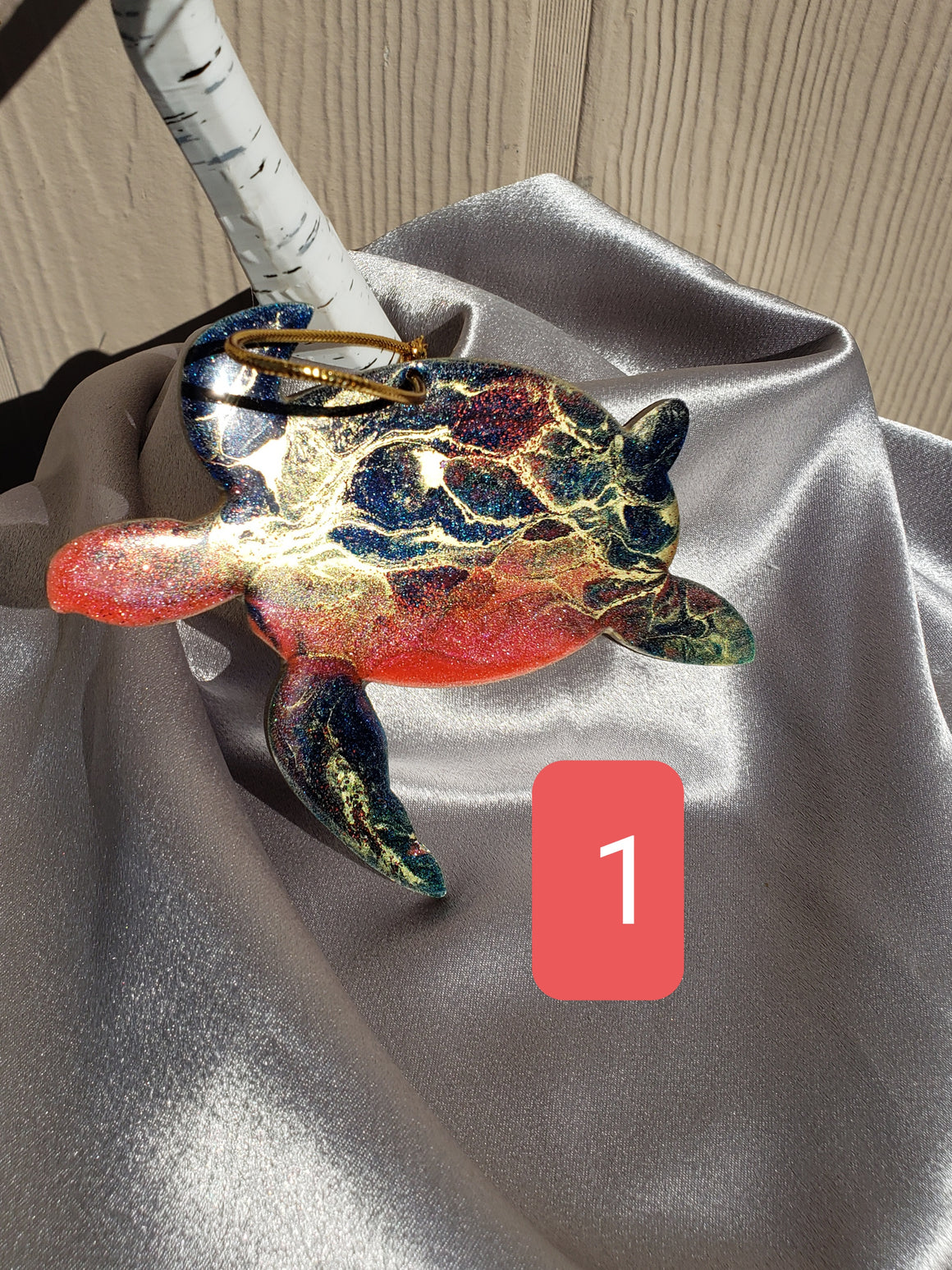 Colorful Sea Turtles Christmas Resin and Wood Ornaments