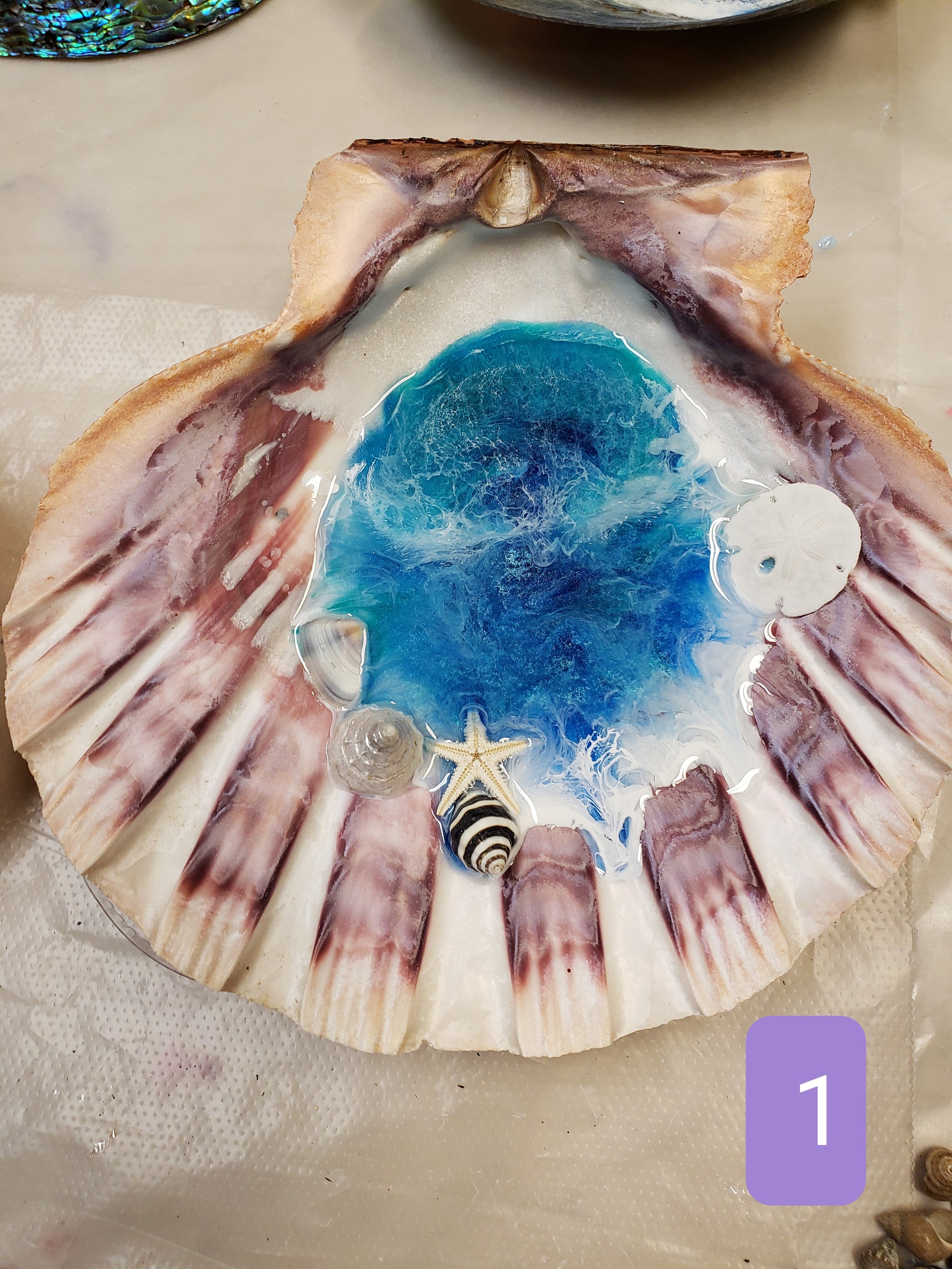 Seashell and Resin Ocean-Themed Trinket Dish
