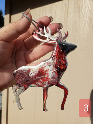 Handmade Resin and Wood Standing Reindeer Ornaments